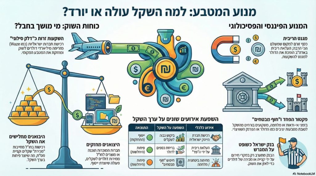 ערך המטבע נקבע לפי היצע וביקוש המושפעים מסחר חוץ, גובה הריבית ויציבות פוליטית